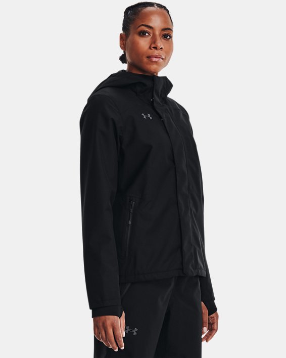 Women's UA Stormproof Lined Rain Jacket, Black, pdpMainDesktop image number 0